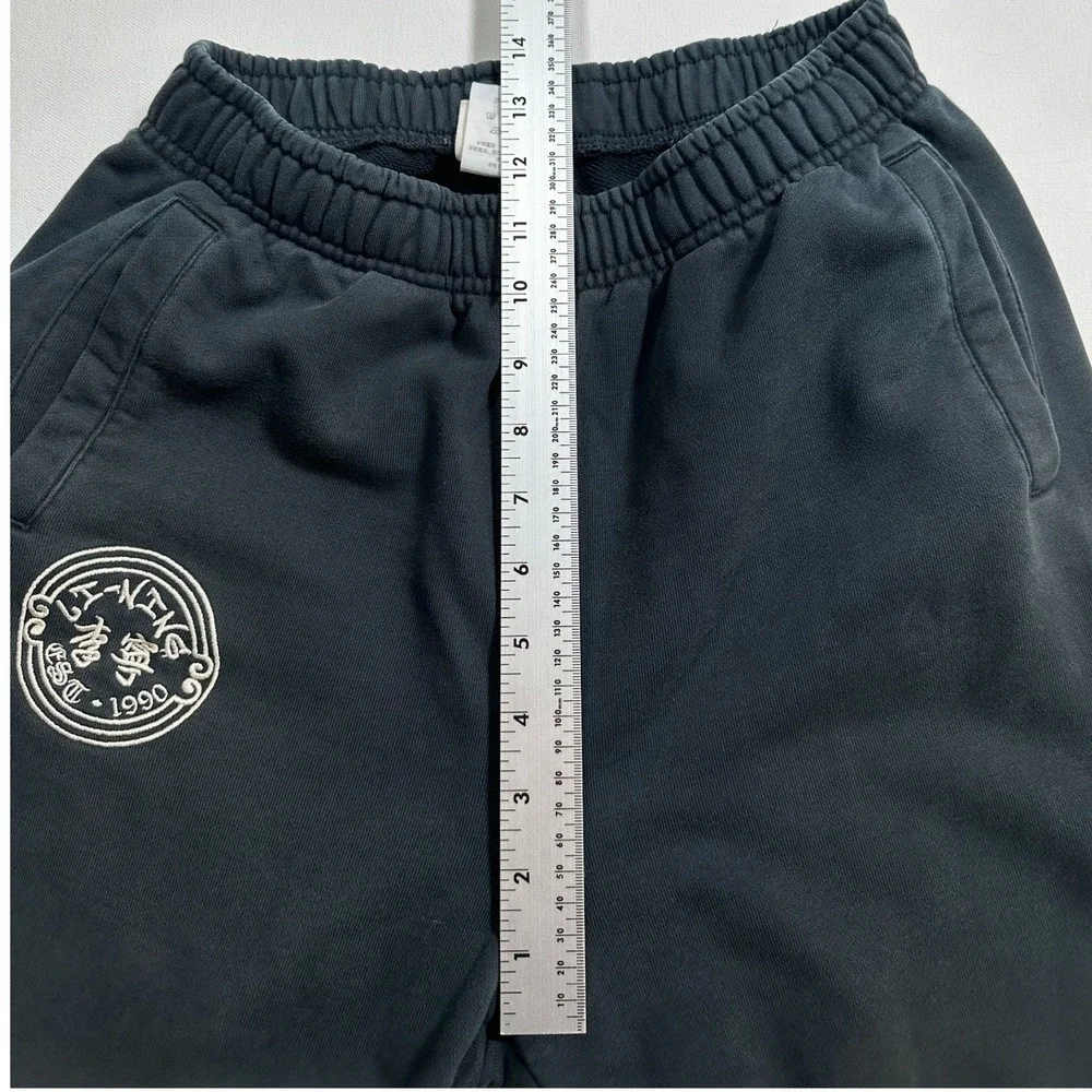 Li-Ning Jogger Sweatpants Mens Small Black Graffiti Graphic Streetwear YKLR144-2